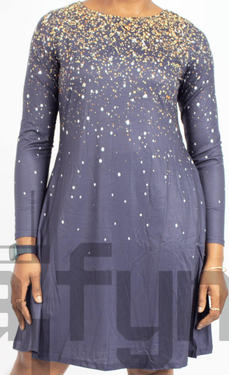 Western Styled graphical print flowy dress - Saifym