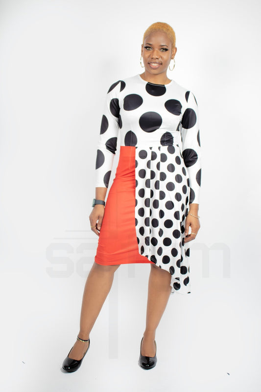 Ladies Digital Print Stretchy Mid-Dress - Saifym
